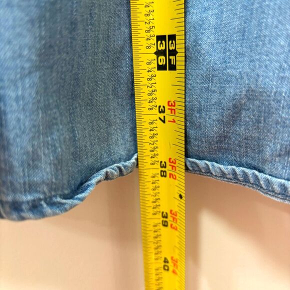 Gap Blue Chambray Denim Strappy Mini Dress 12 Smocked Fit Flare Sweetheart City - Picture 4 of 9